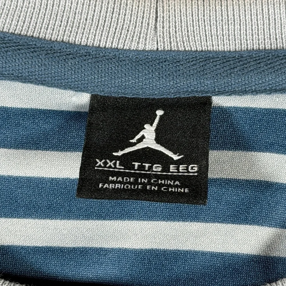 Jordan Mens XXL Grey‎ Blue Striped Raglan Crewneck Sweatshirt SP140710NIG